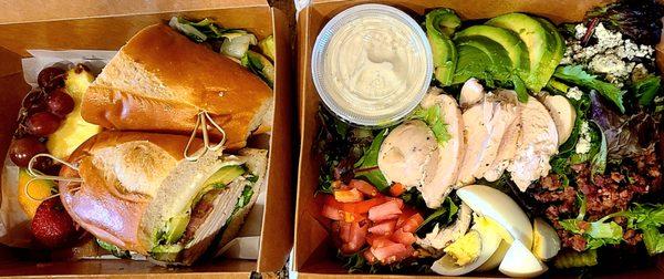 Turkey Club and Club salad with Bleu Cheese