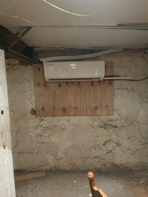 Ductless mini split install in basement