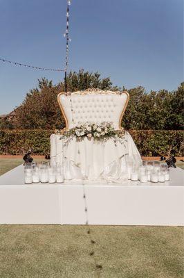 Sweetheart table designed by Falynn