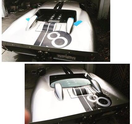 Installed the back glass on this ford GT40.