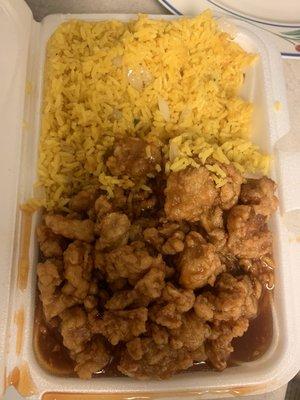 Honey Chicken and Fried Rice