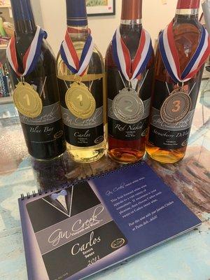 Award winning Gin Creek wine is featured in our tasting room.