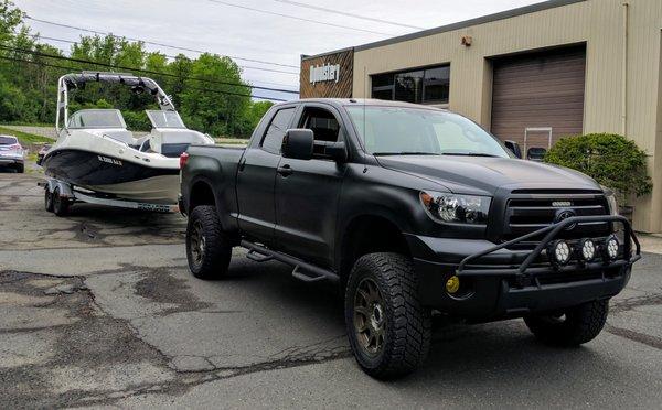 Boat showing up @hifiauto to have some speakers installed