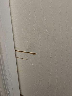 Door scratches from door being pushed backwards in it's pocket.