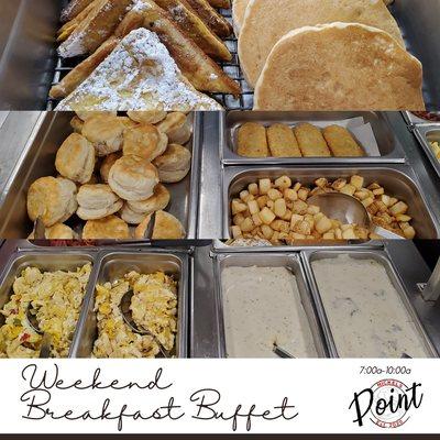 We have breakfast daily from 7am to 10am and a Breakfast Buffet on Saturday and Sunday morning!