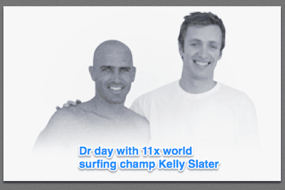 Dr. Day has treated numerous elite athletes in the sports:  paddling, SUP, triathlons, marathons, surfing, and Golf