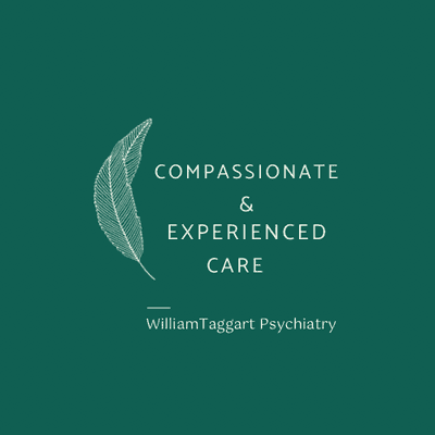 Compassionate & Experienced Care | William Taggart Psychiatry Logo with Leaf