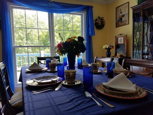 Breakfast in the dining room.