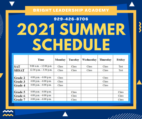 Here's our finalized class schedule for this summer!