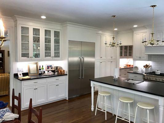 Custom Kitchen cabinets with clear glass