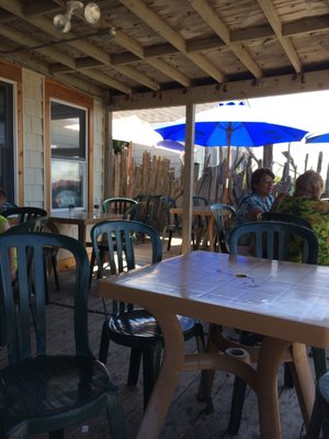 Dining on the deck at Sunset Beach