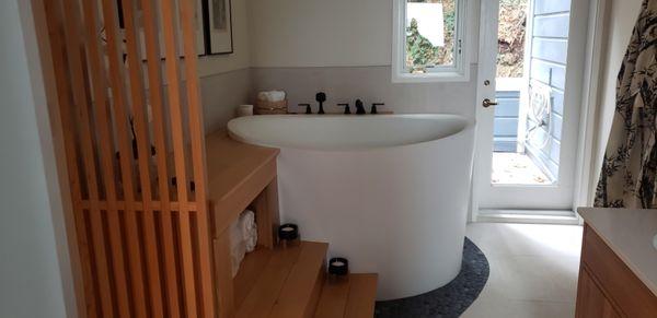 Custom tub installation with deck mount faucet in SF