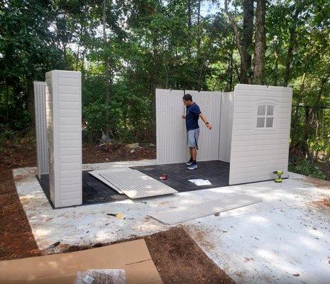 Building a shed.