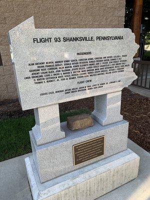 Stone from the Flight 93 crash site entrusted to the City of Cashmere.