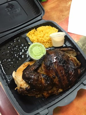 Half chicken, rice, beans