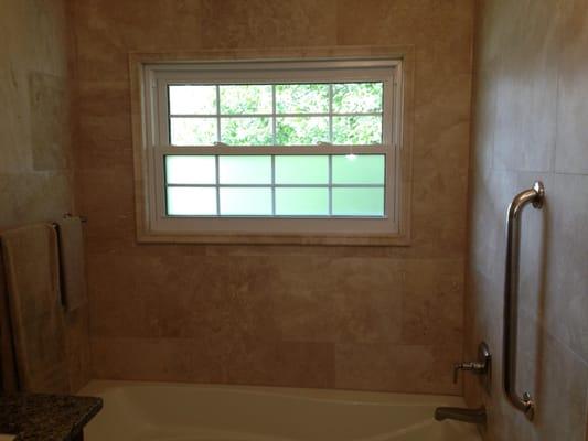 We removed the old bath and extended the room into another area and did a complete remodel of the bath adding a walk in showe...