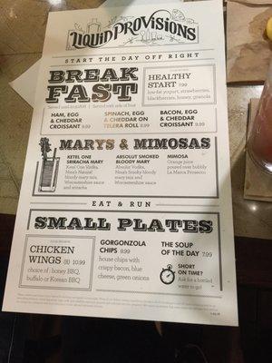 Backside of the menus