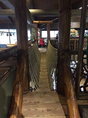 A suspension bridge on the third floor of the store