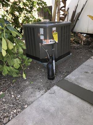 RPV- RHEEM 4 ton condensing unit remote location with underground utilities. Concrete work was also done "in house "