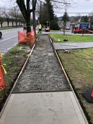 Small sidewalk for church in Seattle