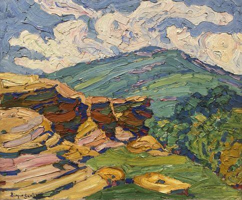 In Clear Creek Canyon, Kansas by Birger Sandzén, 1917, oil on canvas, 30 x 36 inches