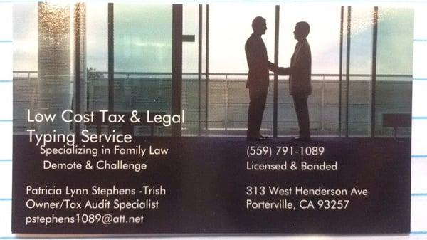 Low Cost Tax & Legal Typing Service