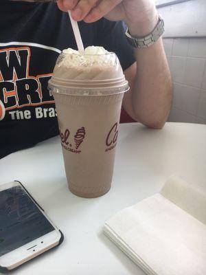 A chocolate milkshake that my boyfriend ordered.