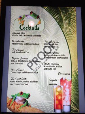 New menus of drinks!