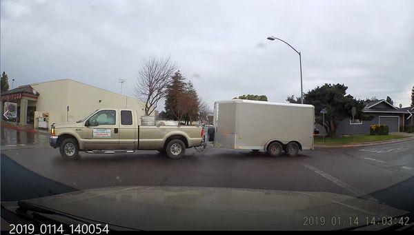 One of their trucks cutting me off on Tuolumne Rd. in Turlock, CA