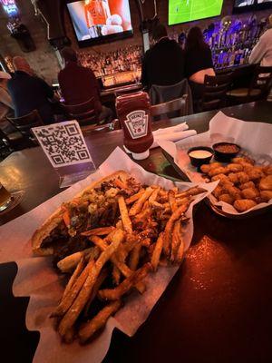 Italian Beef Sando and cheese curds