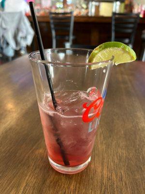 Cranberry and Soda with a lime