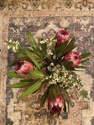 Protea and wax flower bouquet!