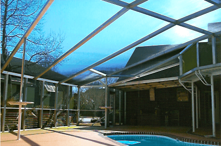 Metal Protective Pool Roof.