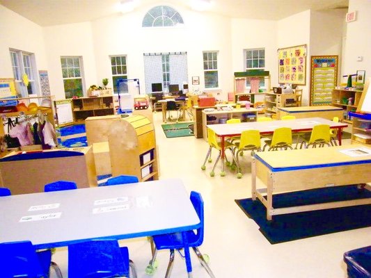 Spacious,clean, & bright classrooms. Rooms have Art, Computers, Library, Blocks, Science, Math, Music, Dramatic/House, & Literacy areas.