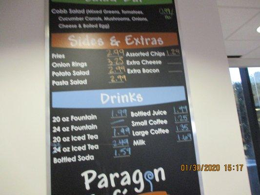 Paragon Café / Two Paragon: Menu board.