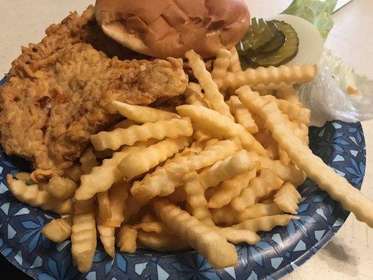 Tenderloin Sandwich with fries