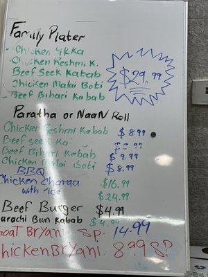 In store Daily Menu