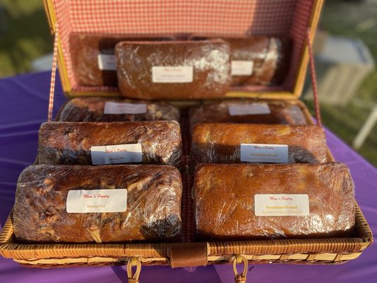 Sweet Breads: Banana Nut Bread, Hawaiian Bread, Wild Berry Bread