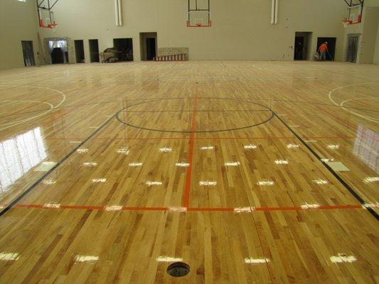 Finished maple floor at George Evans Grade School