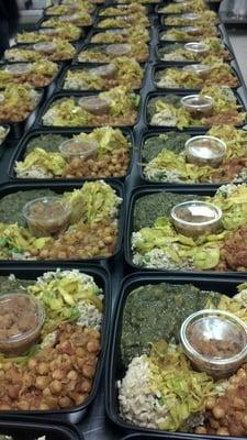 Manymanymany large Thali entrées, ready to be chilled and delivered!