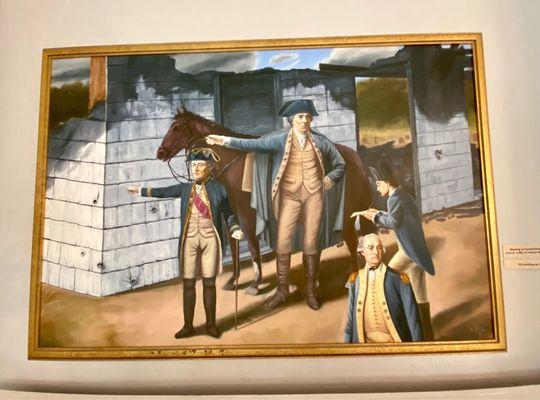 Painting with General Von Steuben, General Washington and the Marquis de Lafayette