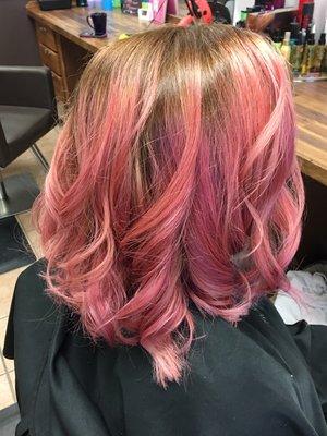 Pink hair! With a color melt/root drop. So pretty