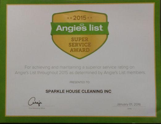 2015 Super Service Award from Angies List