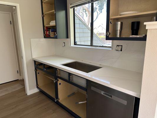 My new quartz countertops and backsplash! Beautiful! More photos to come when project is complete.