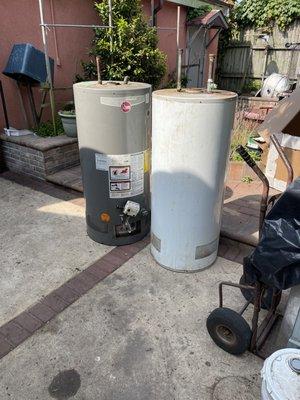 Existing Natural Gas 40 Gallon Water Heaters - Removed from Mechanical Room for Disposal 05/19/23