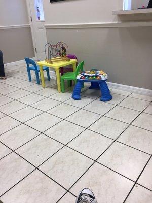 Play area for the kiddos in the "well child" section.