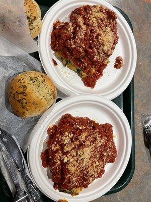 Spinach Lasagna w/ meat sauce & parmigiana cheese