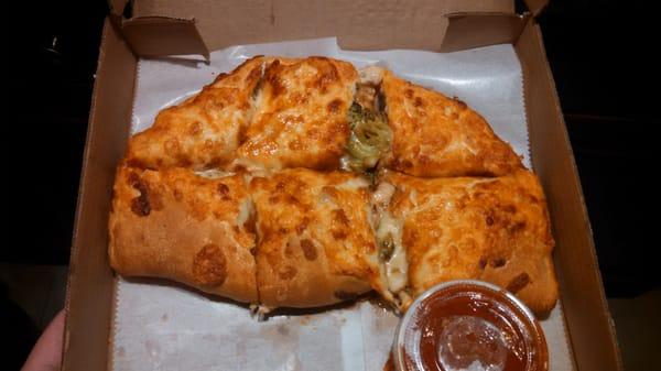 Small chicken broccoli Alfredo calzone!!