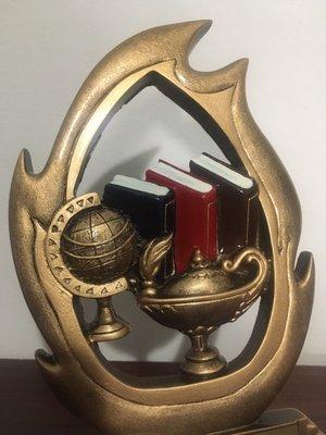 Reading award with personalized engraving on the bottom