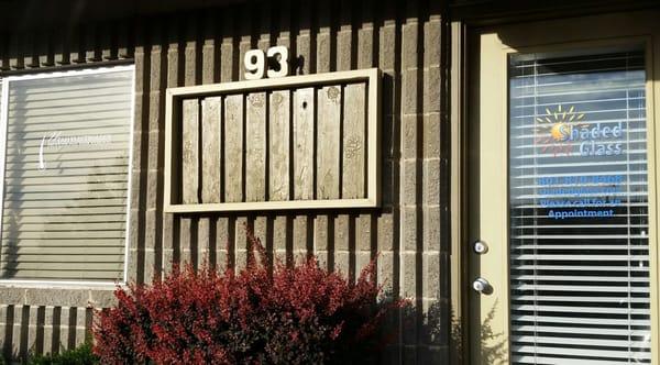 Exterior. The logo for Utah Electrology is on the window but the logo for Shaded Glass is on the door, which they share.